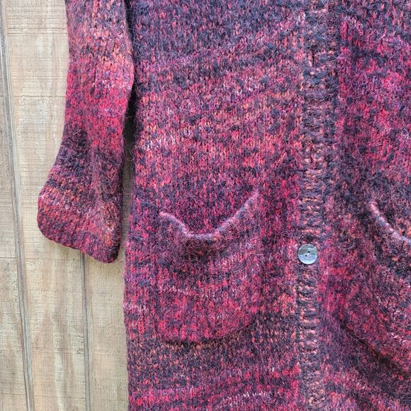 Chicos Red Black Wool Blend Long Coatigan Chicos Size 3/XL/16 - Picture 3 of 9